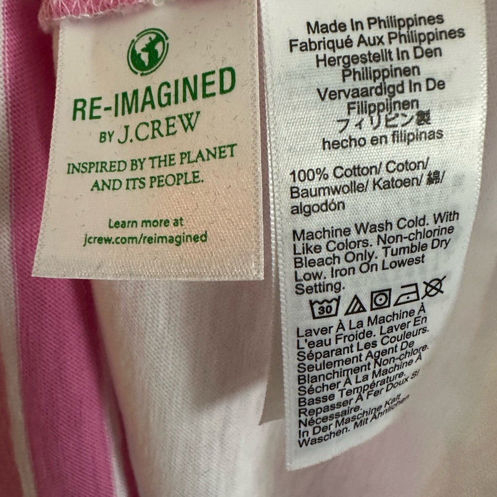 Women’s J.Crew Size XXL Pink & White Striped Long Sleeve Top - Picture 6 of 6